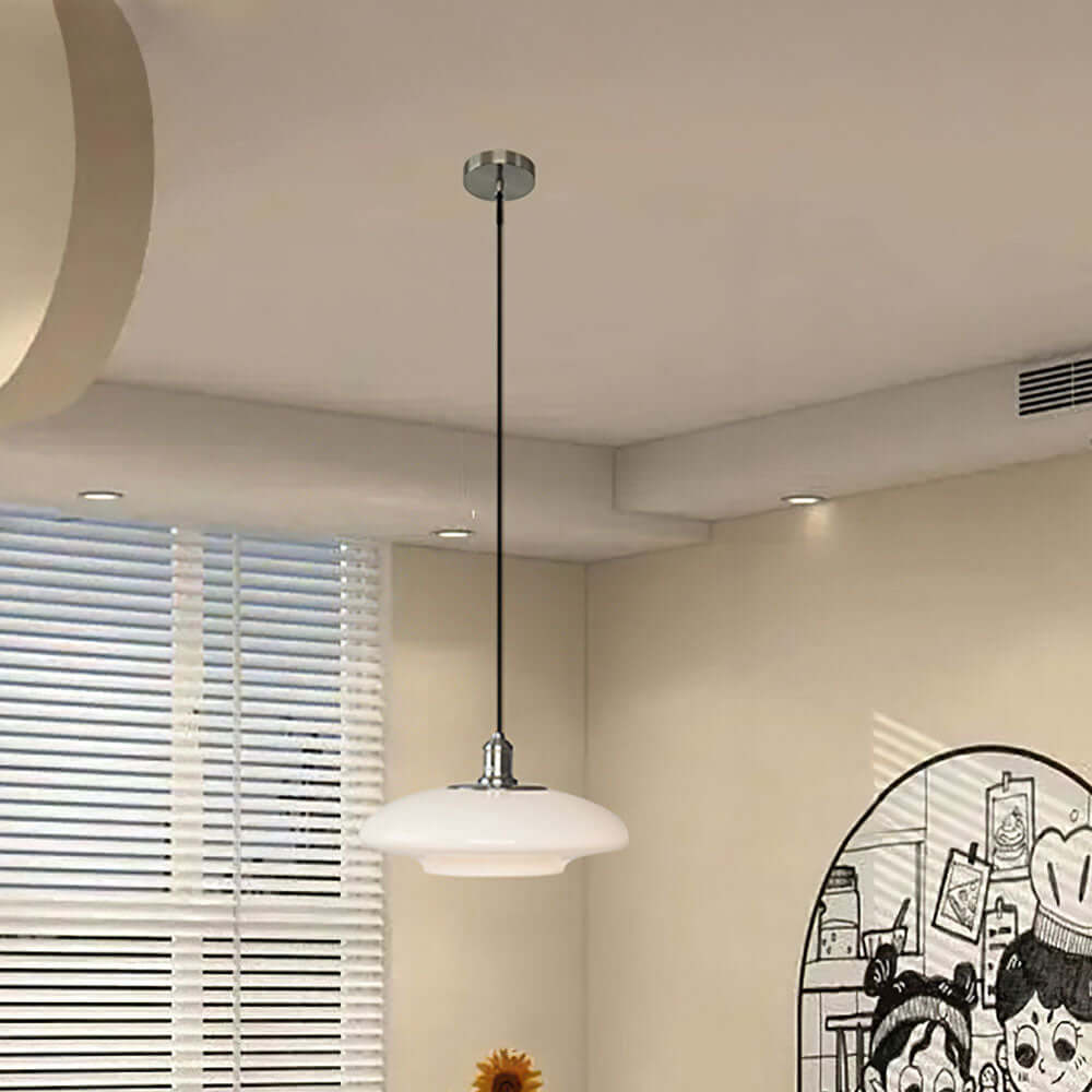 Moderne Hvid Glas Pendel Lampe
