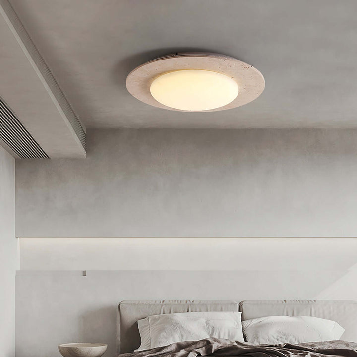 Kuppelformet Travertin Træ Loftslampe