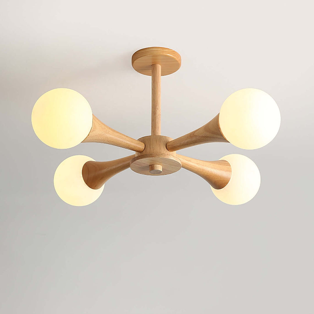 Træ lysekrone loftslampe med 3-5 hoveder