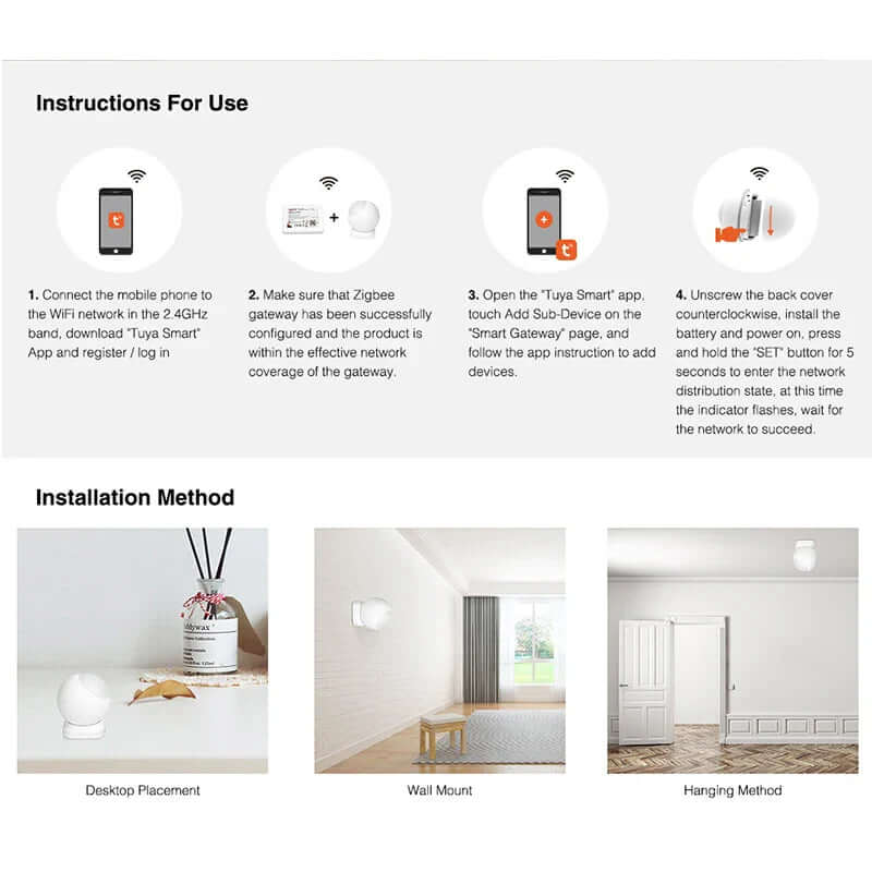 Smart Zigbee Bevægelsessensor med App-kontrol