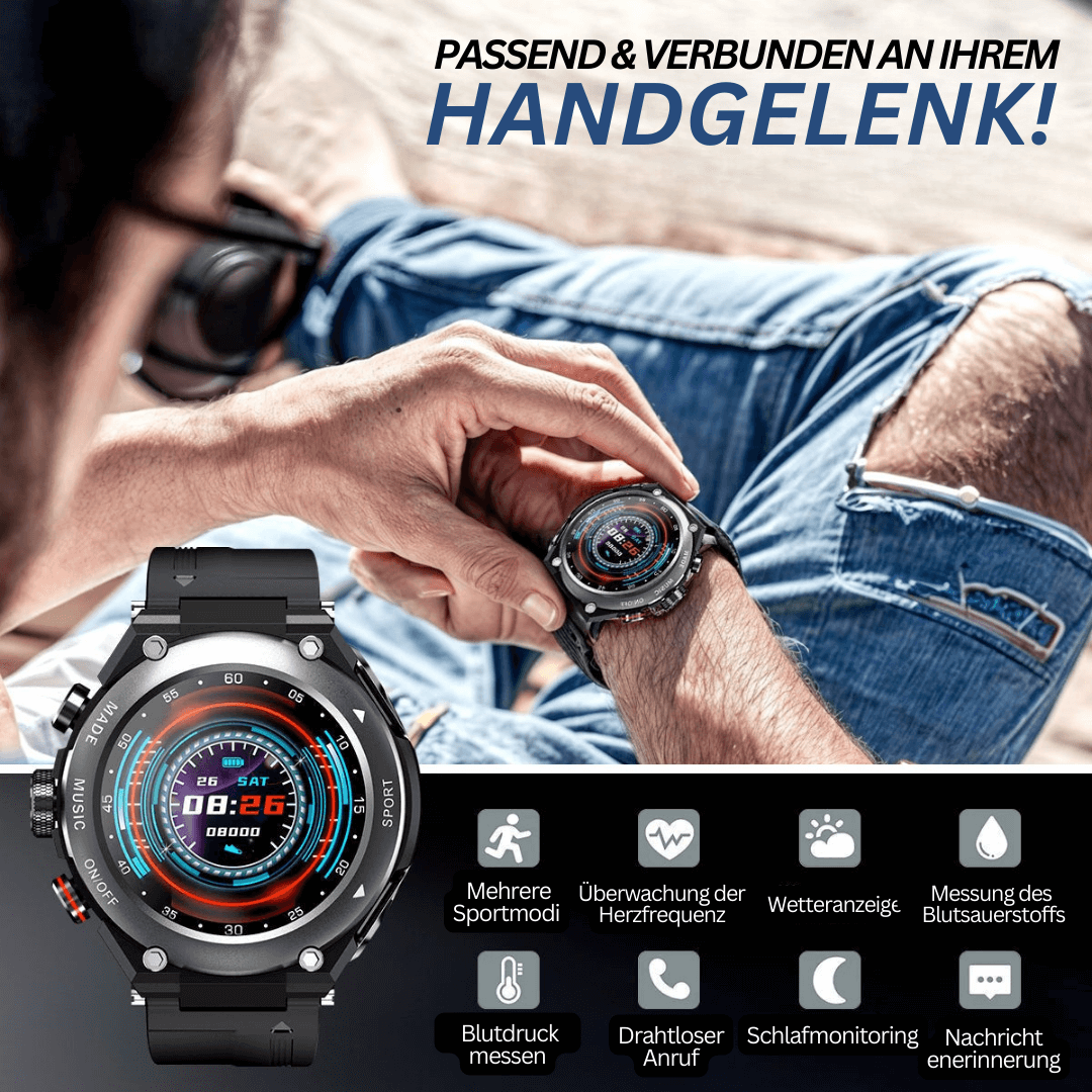 Smartwatch med Øretelefoner - Fitness Tracker & Helsemonitor