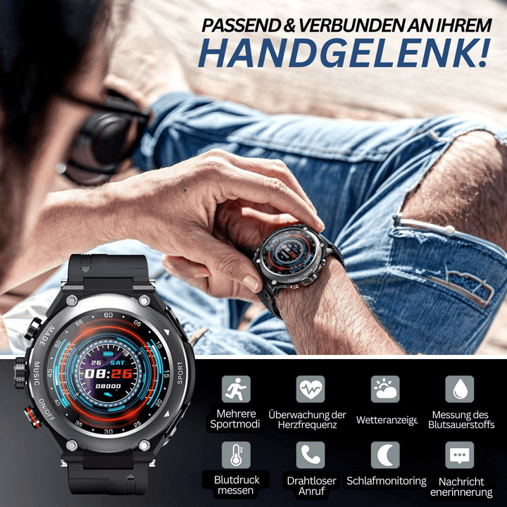 Smartwatch med Øretelefoner - Fitness Tracker & Helsemonitor