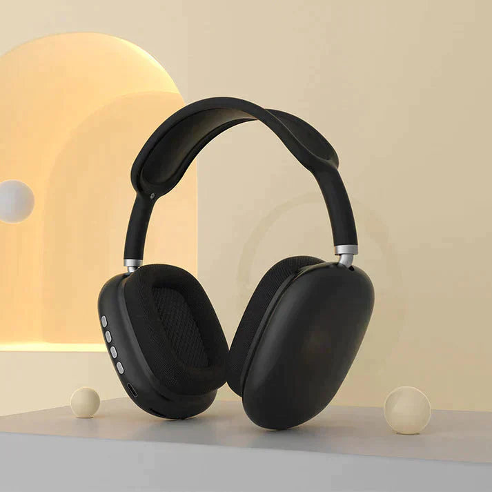 AeroBeats trådløse Bluetooth hovedtelefoner i sort, med HiFi-lyd og aktiv støjreduktion for musik.