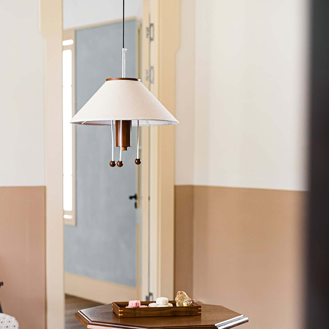 Design Blæksprutte Pendel, Valnød & Hvid