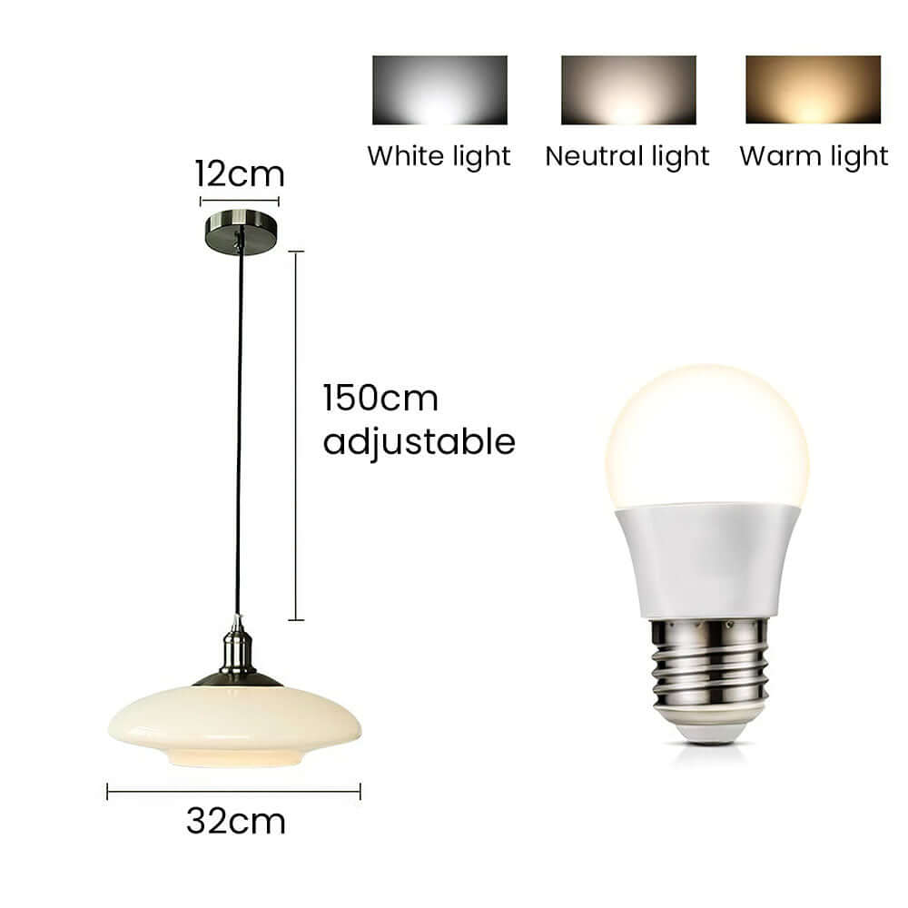 Moderne Hvid Glas Pendel Lampe