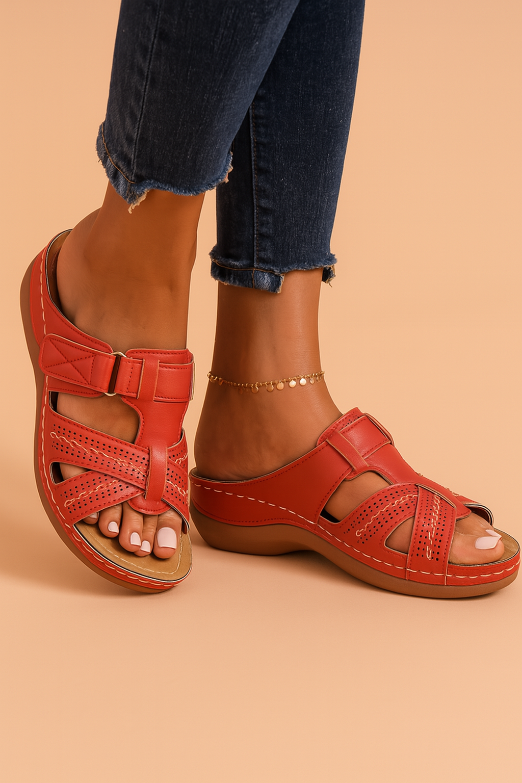 Flade Agnieszka damers crossover sandaler for ultimativ komfort; perfekte til strand og hverdag.