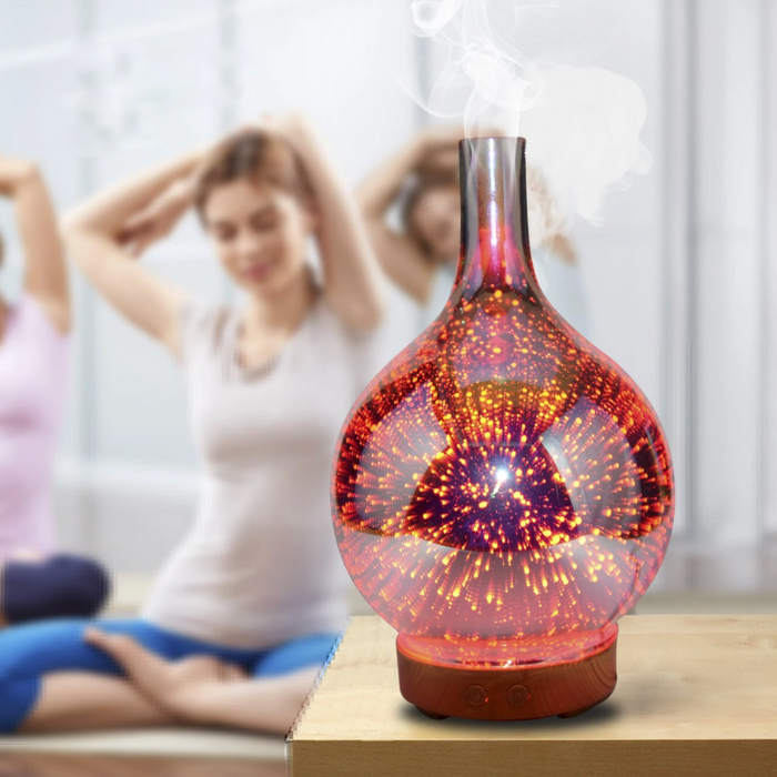 Aromadiffuser med LED-lysshow, elegant glasoverflade, 7 farver, 500ml kapacitet, stilfuld afslapning til hjemmet