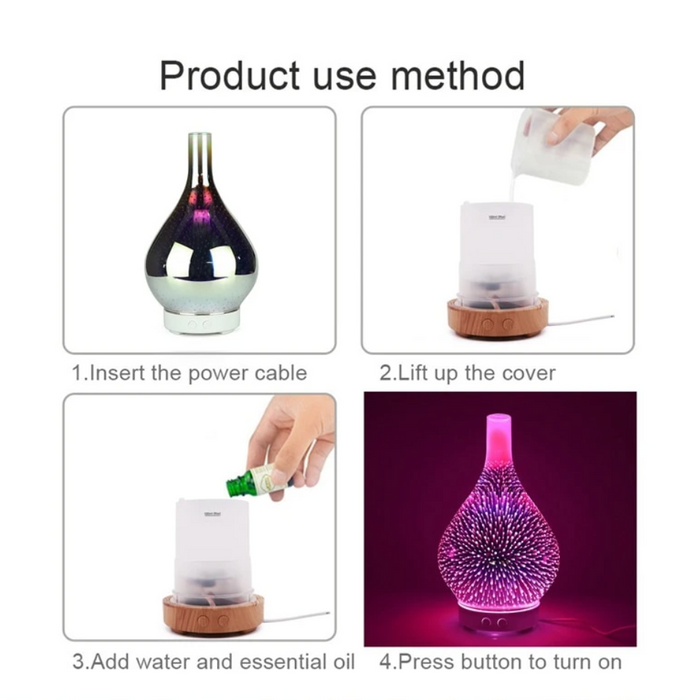Aromadiffuser med LED-lysshow, elegant glasoverflade, 7 farver, 500ml kapacitet, stilfuld afslapning til hjemmet