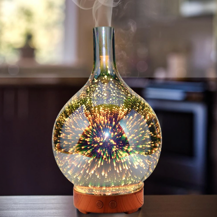 Aromadiffuser med LED-lysshow, elegant glasoverflade, 7 farver, 500ml kapacitet, stilfuld afslapning til hjemmet