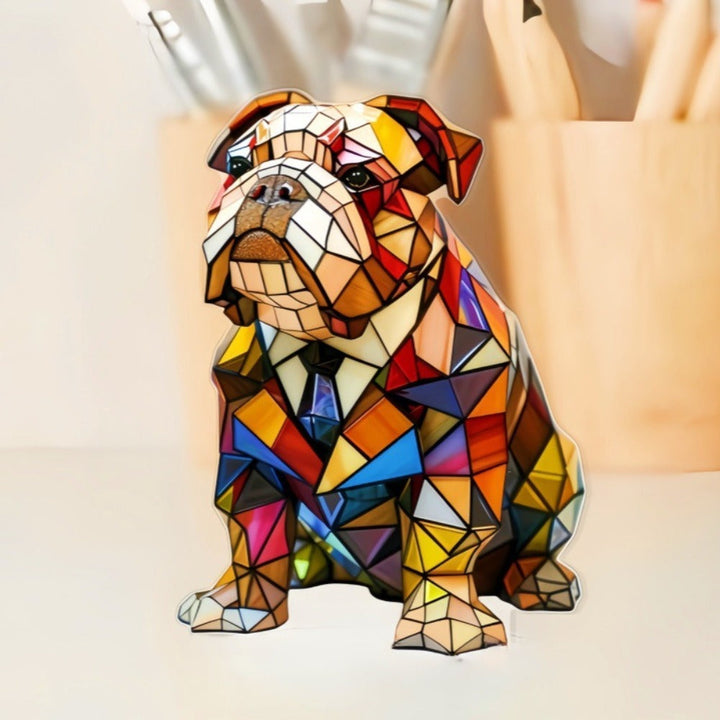 Dekorativ bulldog LED-lampe i harpiks. Unik hundelampe ideel som gave eller interiørdetalje til hjem & kontor.