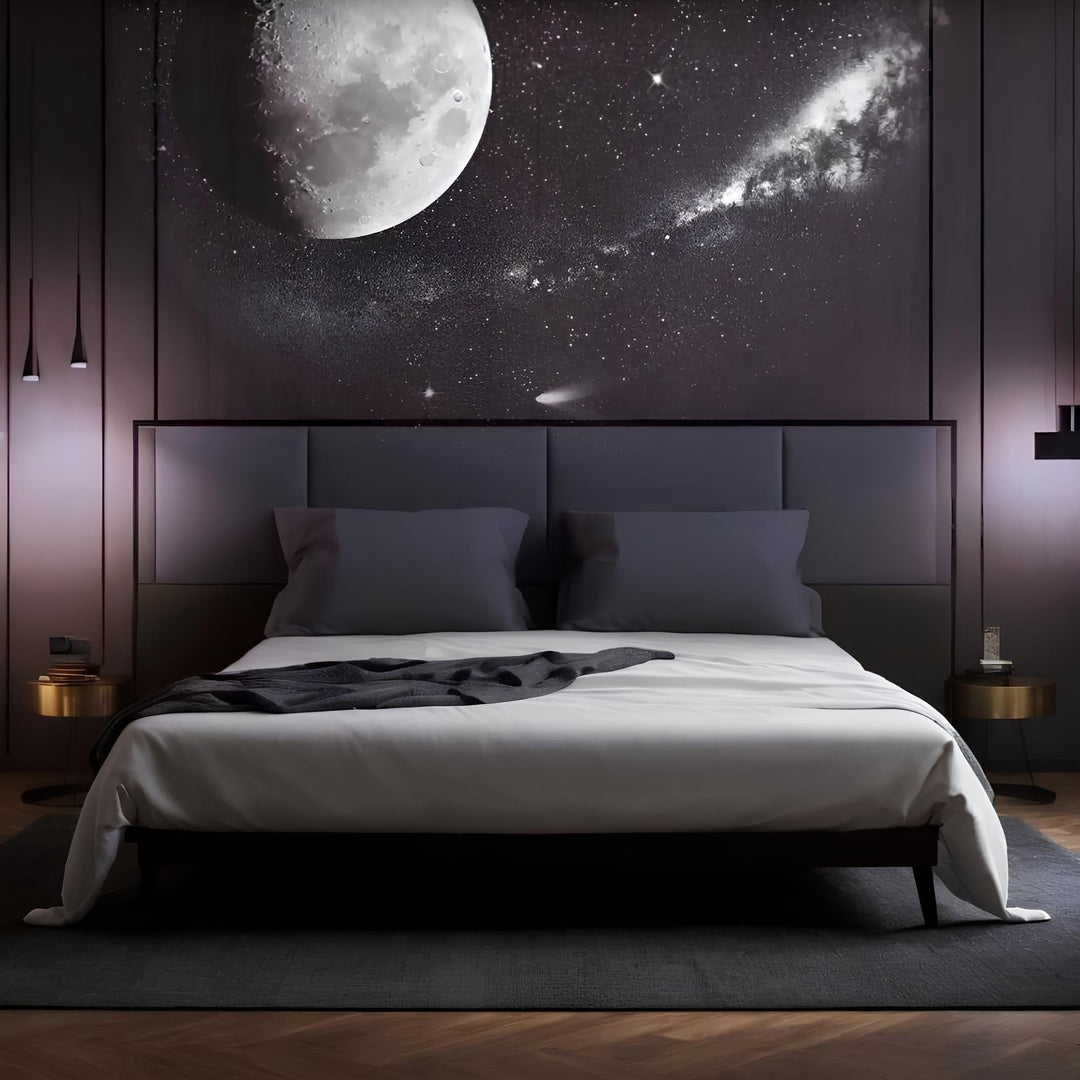 AstroGlow projektorlampe projicerer fascinerende stjernehimmel, kompakt og USB-drevet; ideel til beroligende aftener.