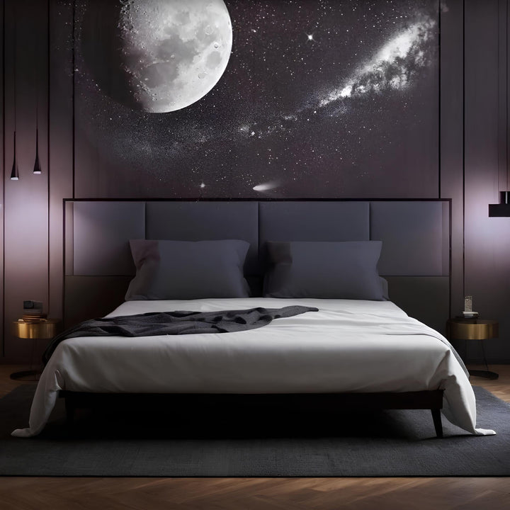 AstroGlow projektorlampe projicerer fascinerende stjernehimmel, kompakt og USB-drevet; ideel til beroligende aftener.