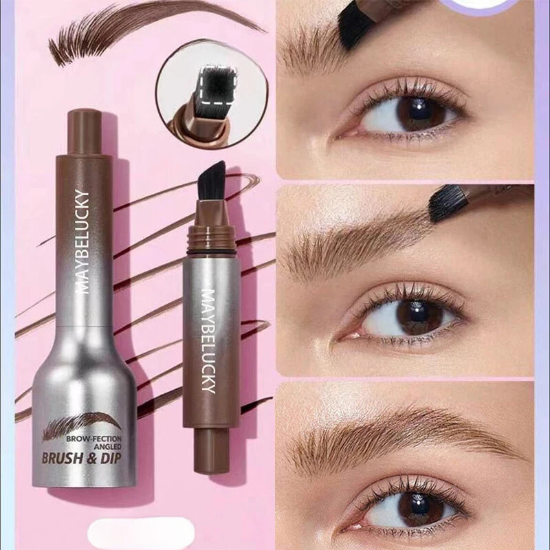 Øjenbrynsblyant med vandfast 3D-formel i brun, bred børstespids, giver naturlig definition for både subtile og intense looks