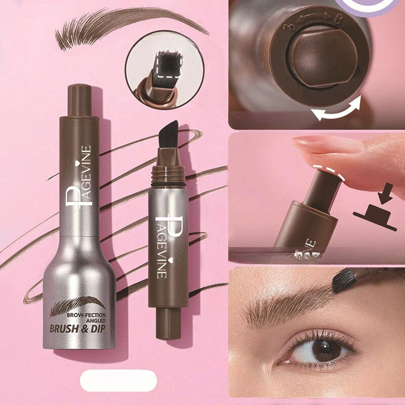 Øjenbrynsblyant med vandfast 3D-formel i brun, bred børstespids, giver naturlig definition for både subtile og intense looks
