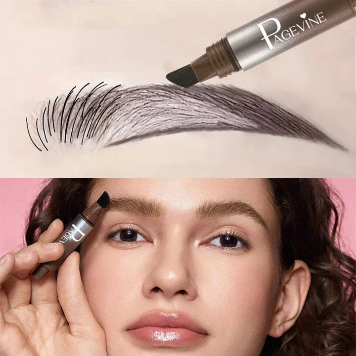 Øjenbrynsblyant med vandfast 3D-formel i brun, bred børstespids, giver naturlig definition for både subtile og intense looks