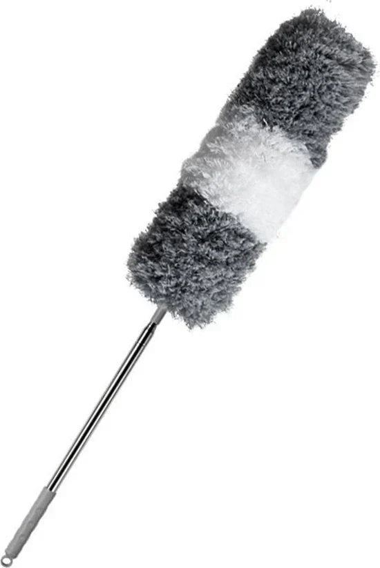 Teleskopstøvkost med forlængerstang til effektiv rengøring af høje hjørner og lofter, holdbar og let at betjene.