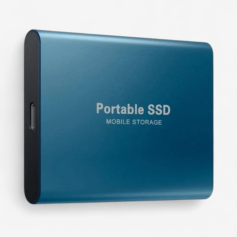 Robust bærbar SSD med stor digital lagerplads, ideel til sikker dataopbevaring på farten.