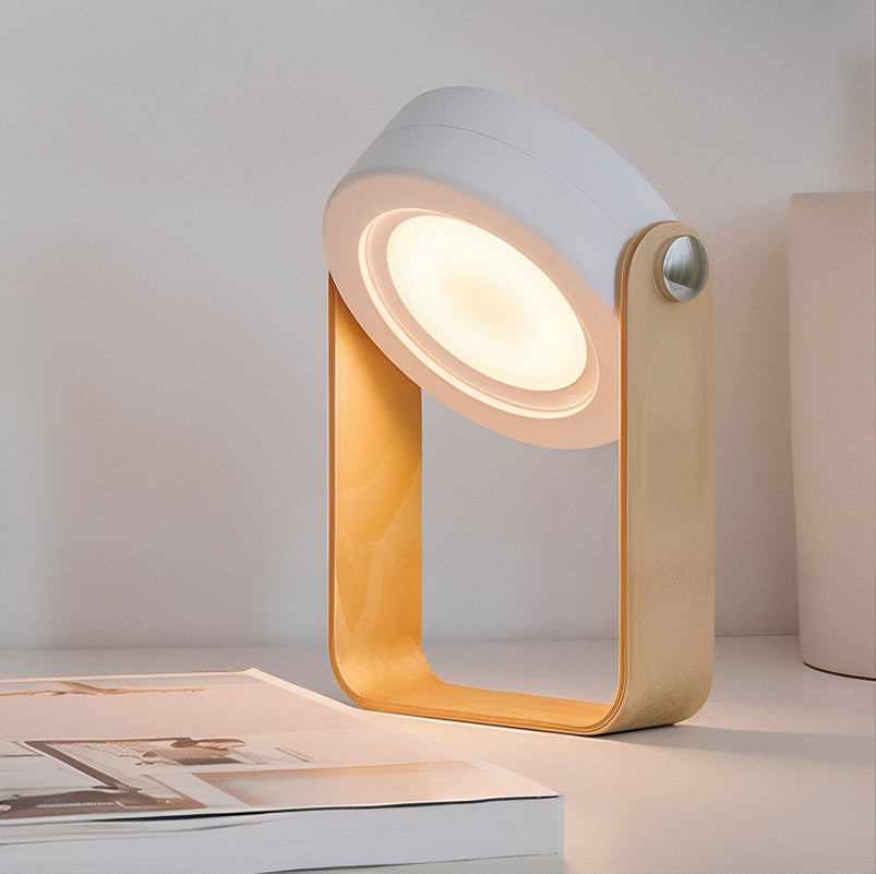 Bærbar, genopladelig LED bordlampe med dæmpbart stemningslys; perfekt til indendørs og hyggelig belysning.