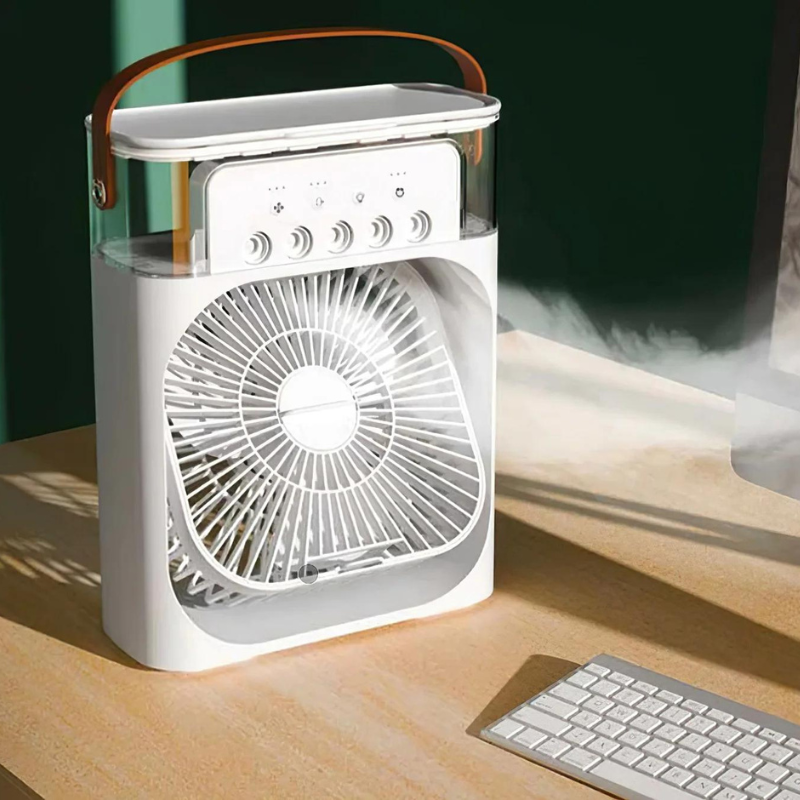 Kraftfuld bærbar køleventilator med is-køling for øjeblikkelig friskhed. Essential gadget til sommer.