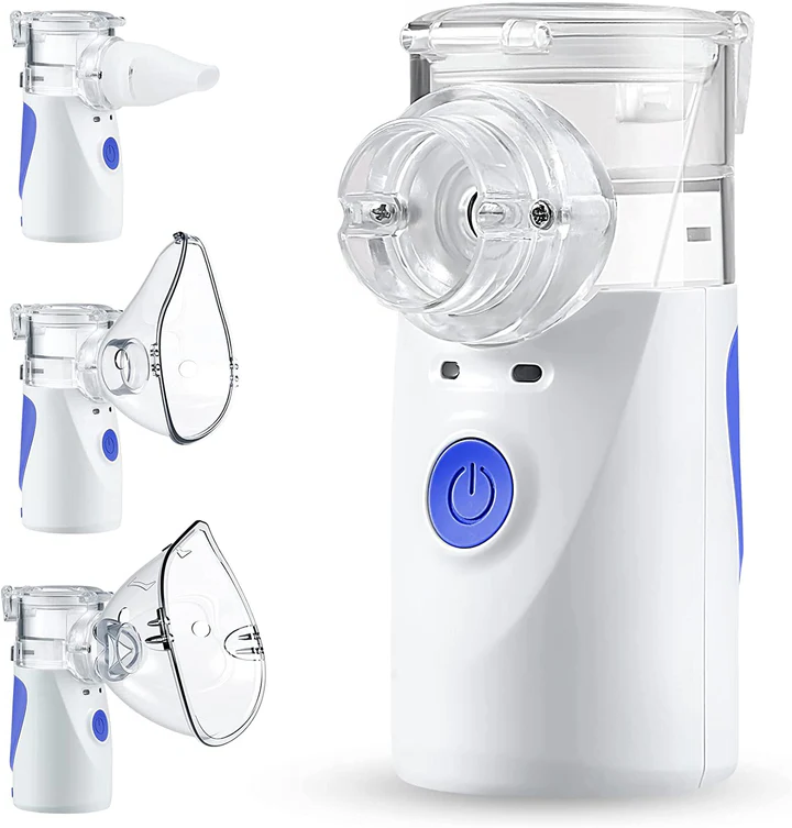 Kompakt mesh-inhalator til nem medicinering. Ideel til børn og voksne med astma og luftvejsproblemer, diskret design.