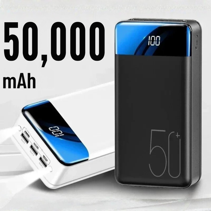 Universal mobiloplader: Bærbar 50.000mAh powerbank med lang batterilevetid.