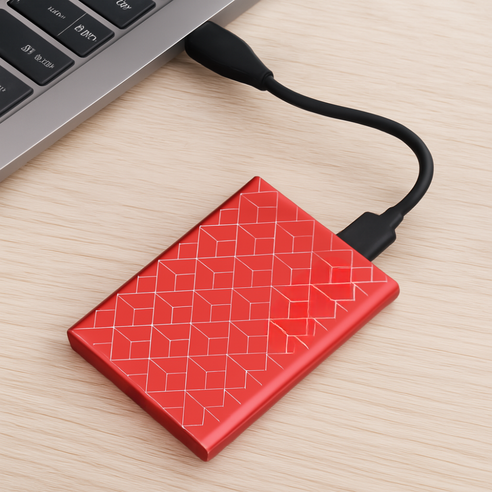Alsidig bærbar SSD til sikker ekstern datalagring; kompatibel med PC, Mac og Android enheder.