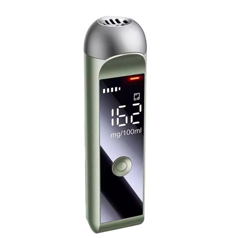 Hurtig og digital promilletester. Bærbart alkometer i sort-grønt design til sikker kørsel.
