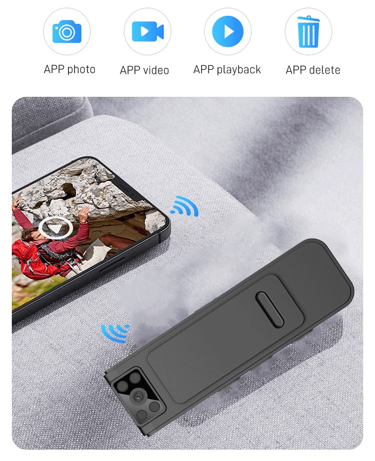 Smart mini HD gadget kamera til videooptagelse. Lille, bærbar og spækket med 4K funktioner som nattesyn.