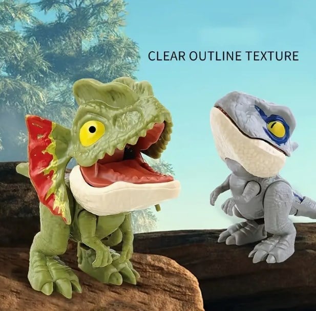 Unik fingerdino actionfigur til børn; fantastisk samleobjekt & leg.