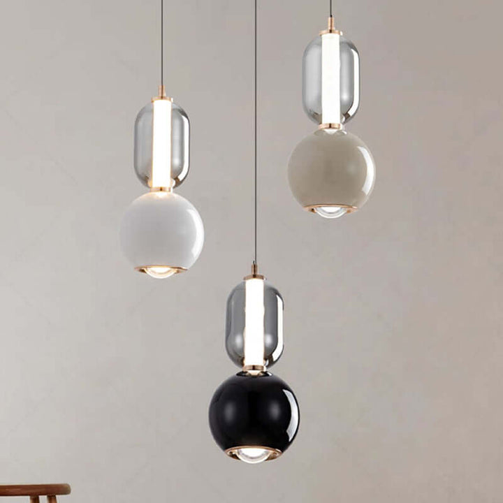 Minimalistisk skandinavisk pendellampe i glas og jern