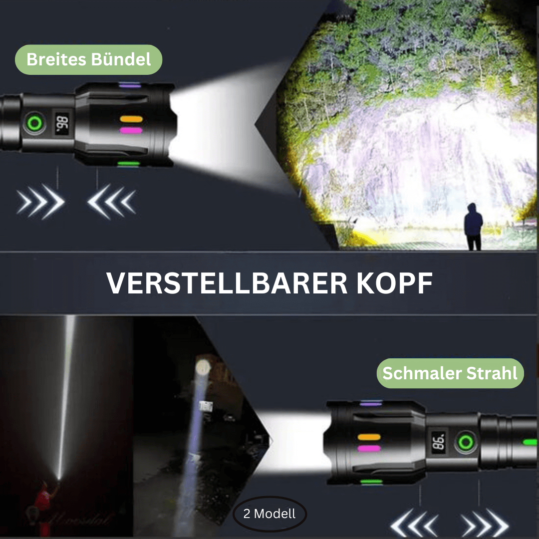 9000 Lumen Genopladelig LED Lommelygte