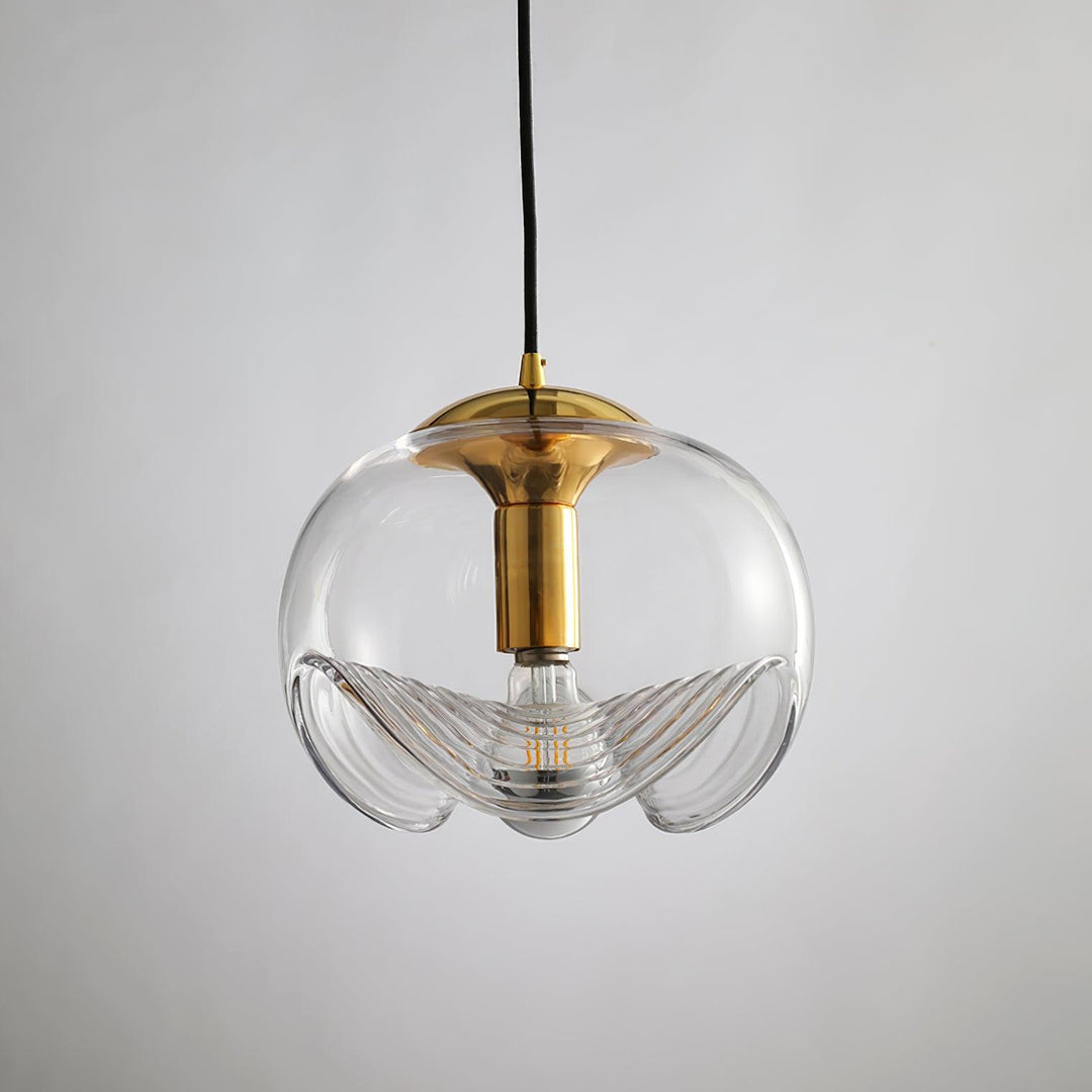 Moderne bølget pendellampe i glas