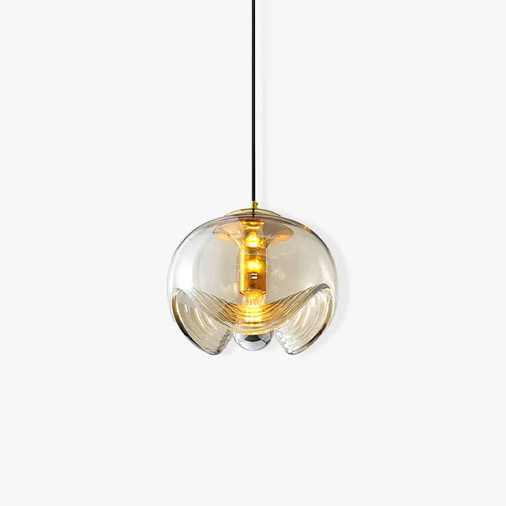 Moderne bølget pendellampe i glas