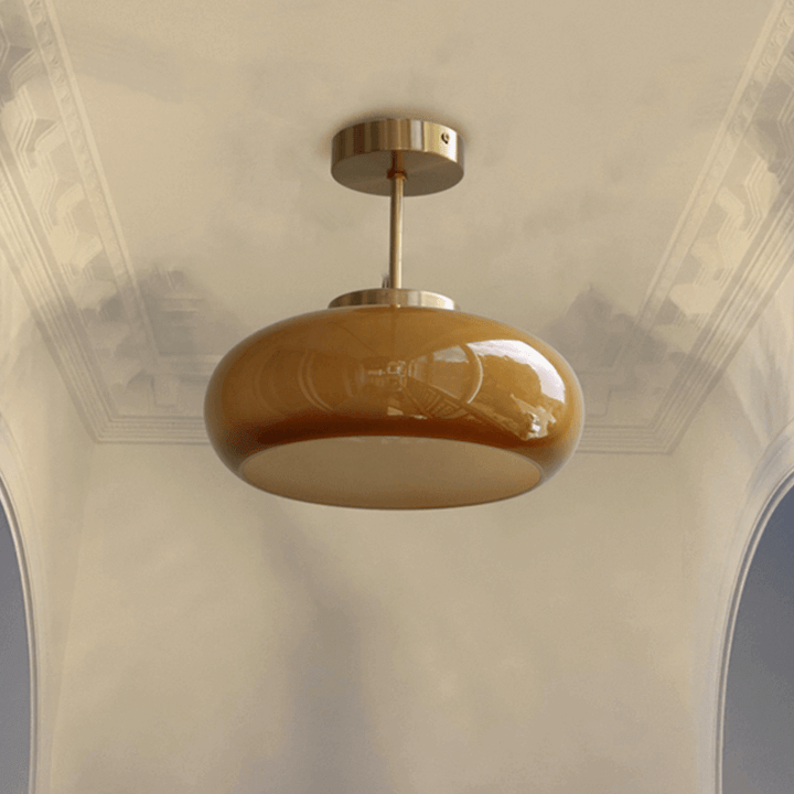 Vintage loft loftlampe med orange glasskærm