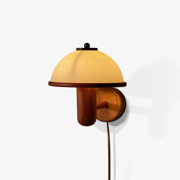 Moderne væglampe med svampedesign i træ