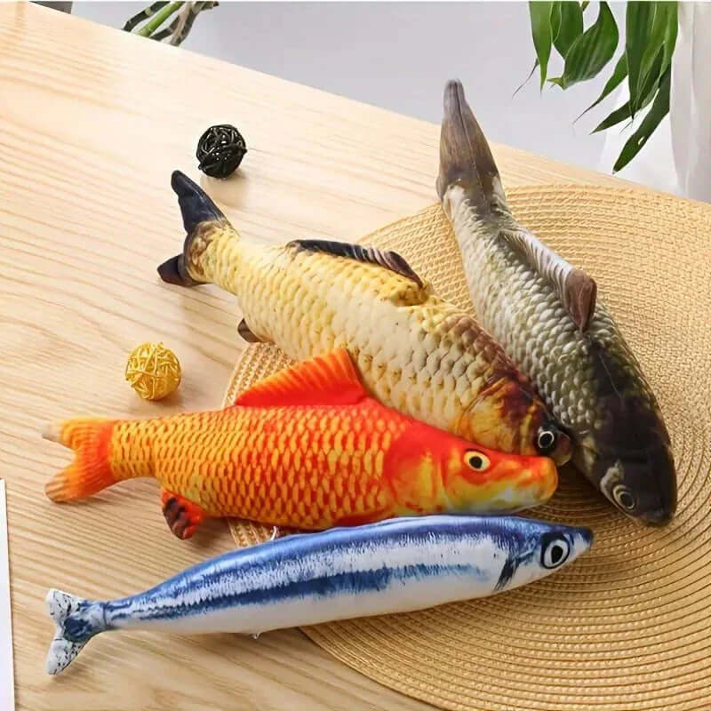 Interaktivt Kattelegetøj Sæt - 4 Bevægelige Fisk