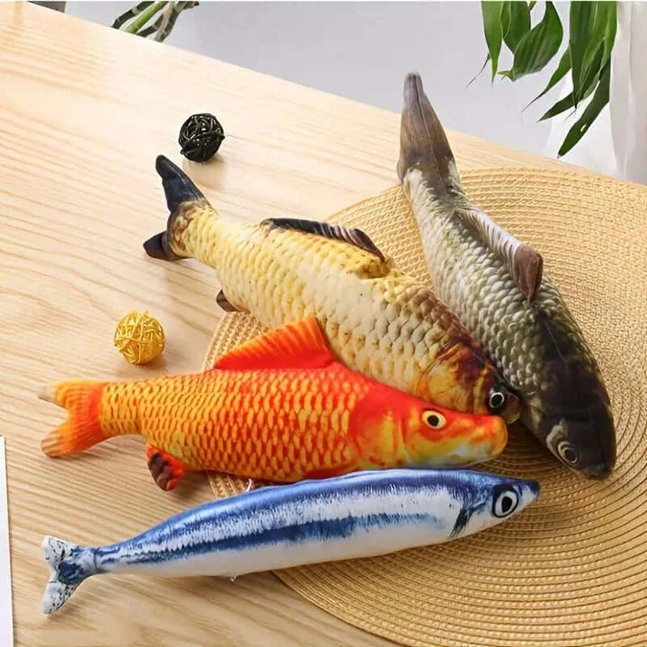 Interaktivt Kattelegetøj Sæt - 4 Bevægelige Fisk