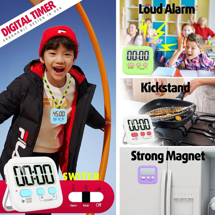 2-pak digitale køkkentimere med magnet