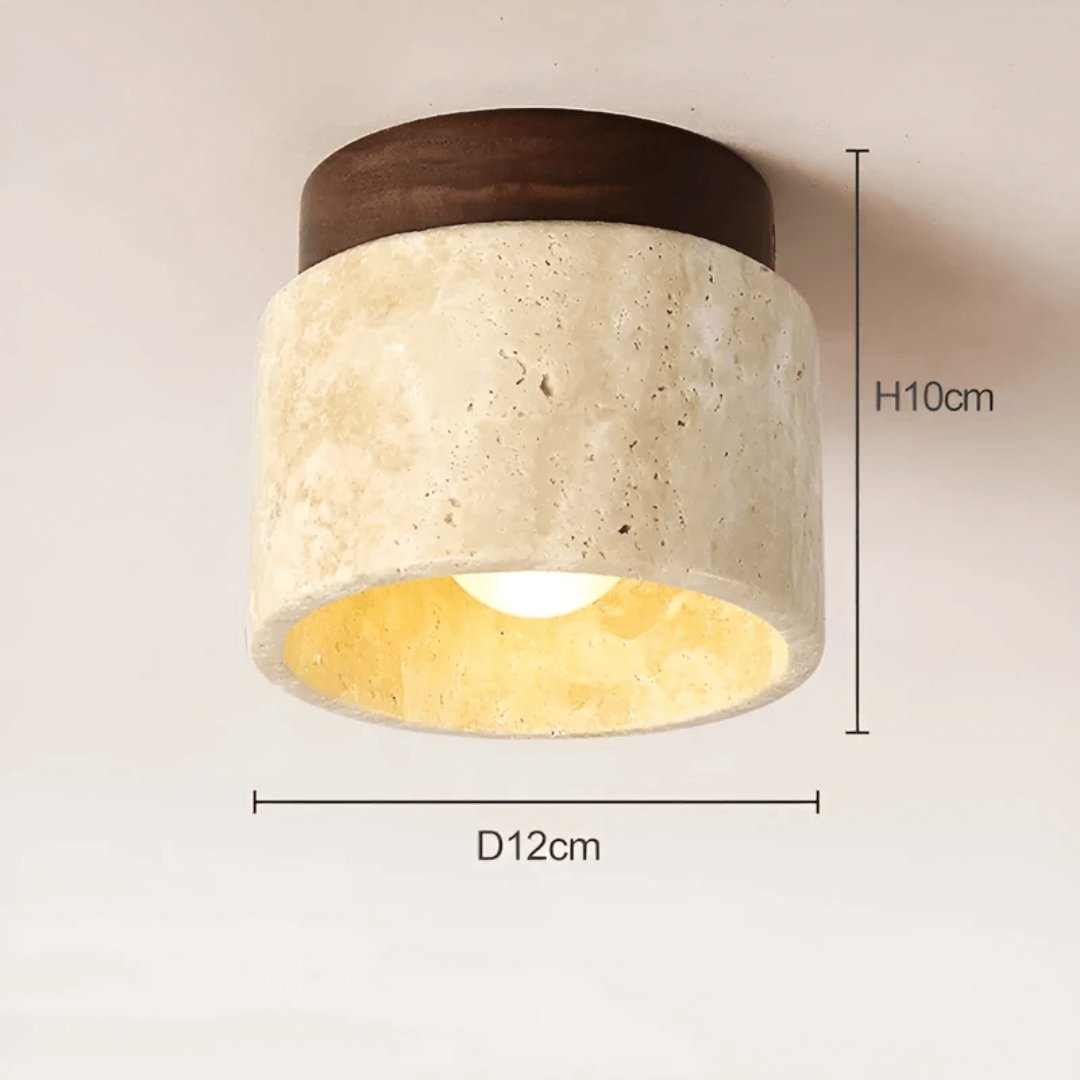 Rustik loftlampe i travertin og marmor design