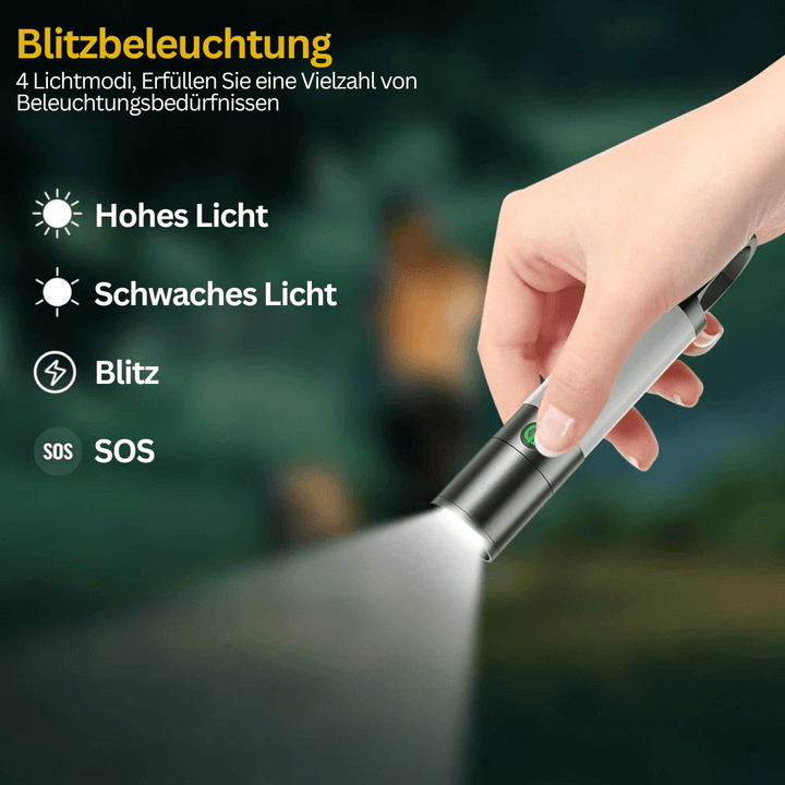 LED-lommelygte, 1000 lumen, 4 tilstande, USB-C