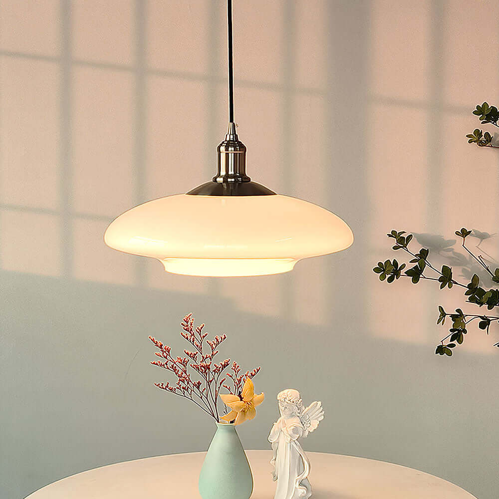 Moderne Hvid Glas Pendel Lampe