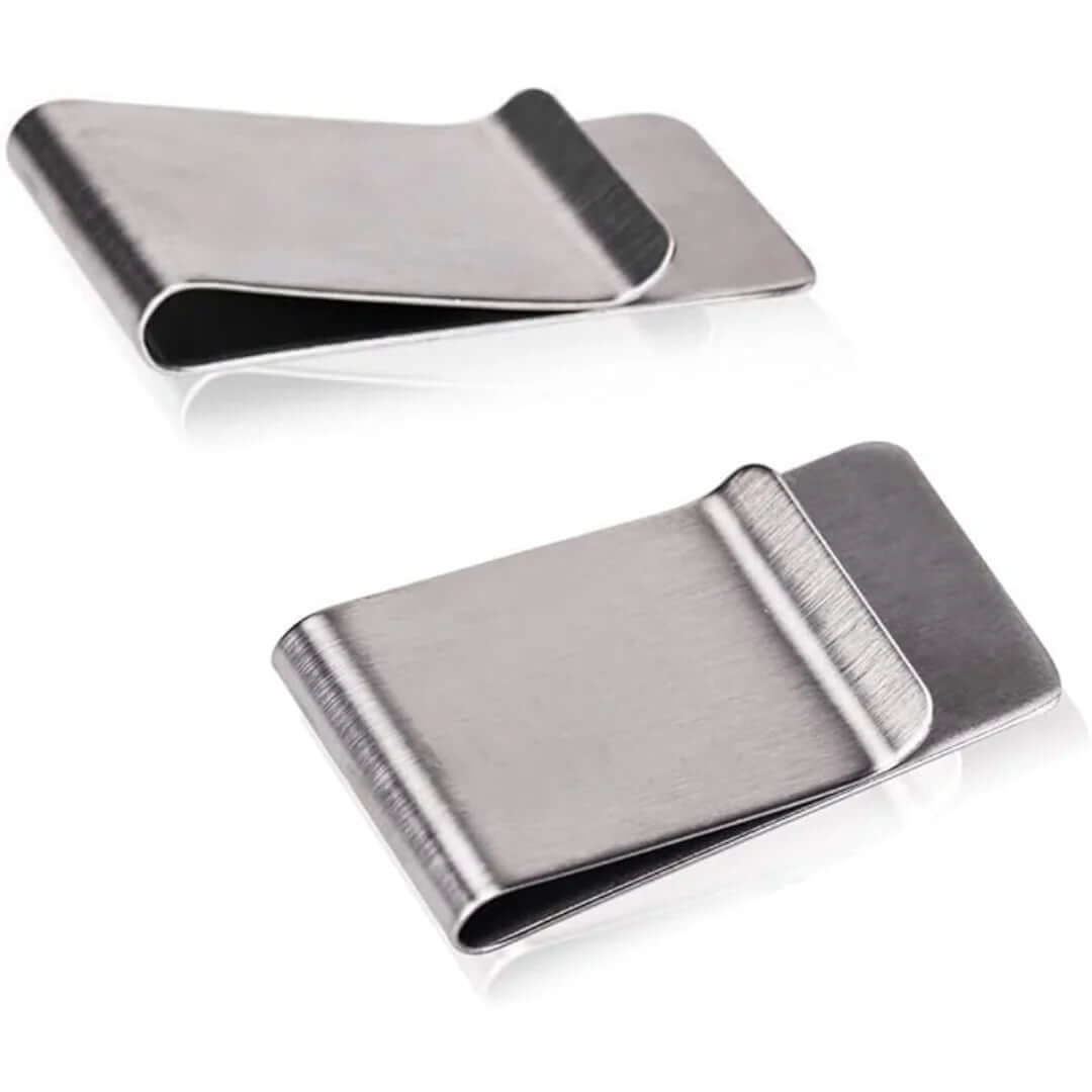 Elegant kortholder og pengeclips i rustfrit stål - 2 stk.