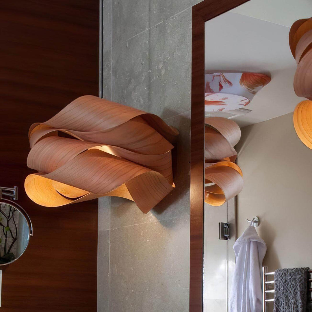 Moderne loft spisebordslampe i træ