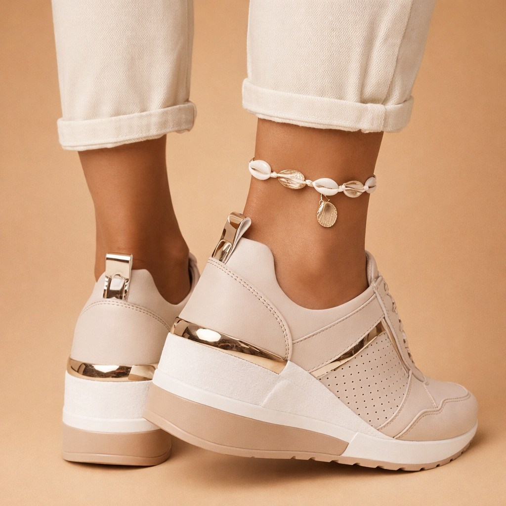 Moderne dame platform sneakers, fås i forskellige farver, giver diskret højde og stilfuld komfort.
