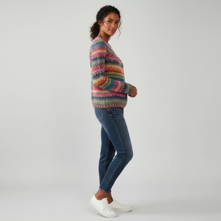 Moderne og elegant dame sweater. Stilren hverdagsstrik, der tilbyder både komfort og stil.