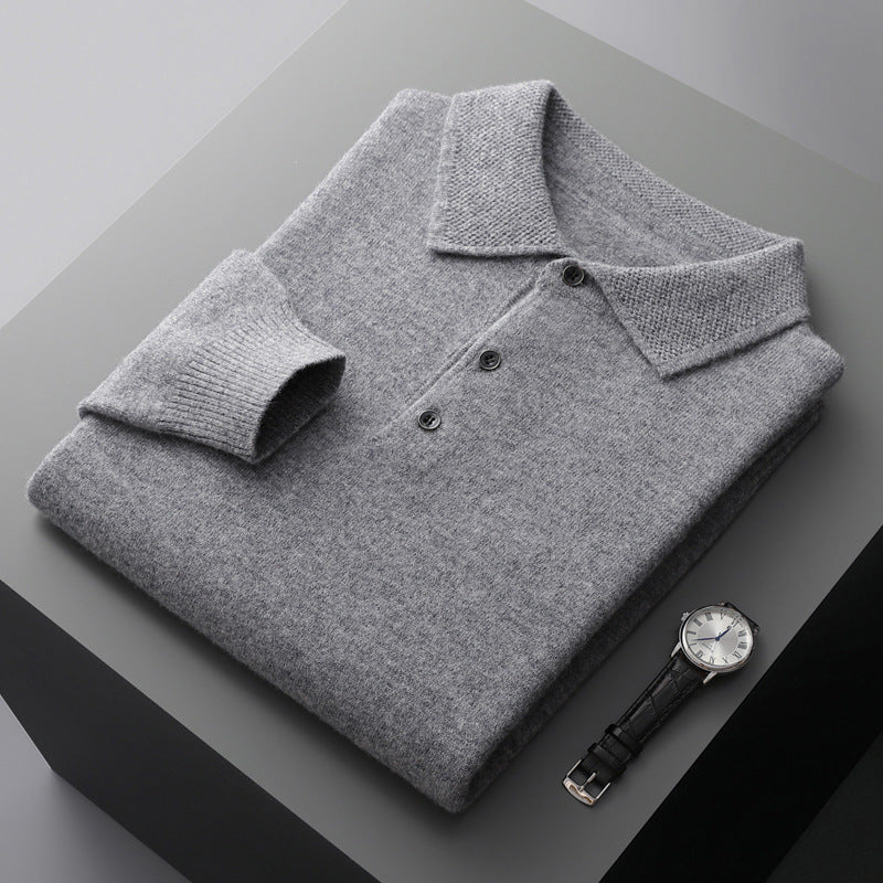 Komfortabel, langærmet herrepoloshirt af høj kvalitet til stilfuld efterårsvintermode.