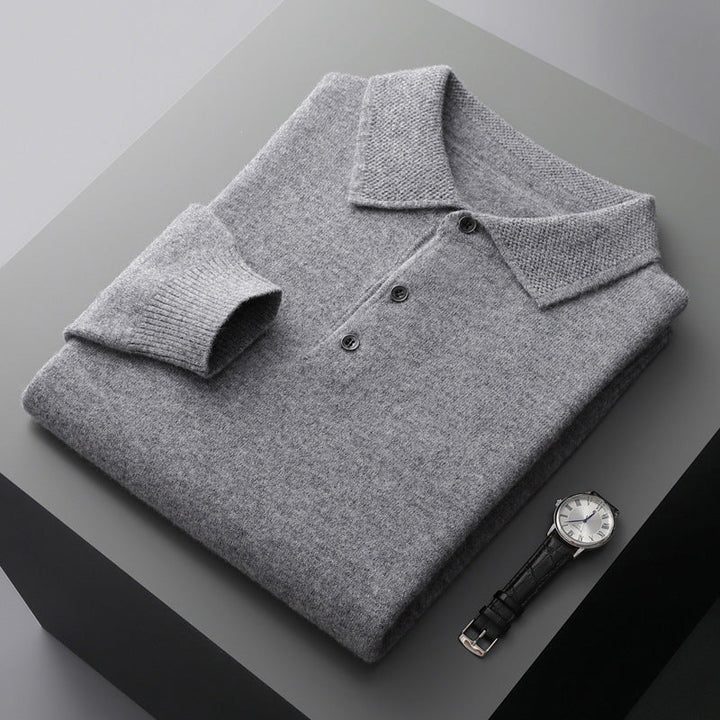 Komfortabel, langærmet herrepoloshirt af høj kvalitet til stilfuld efterårsvintermode.