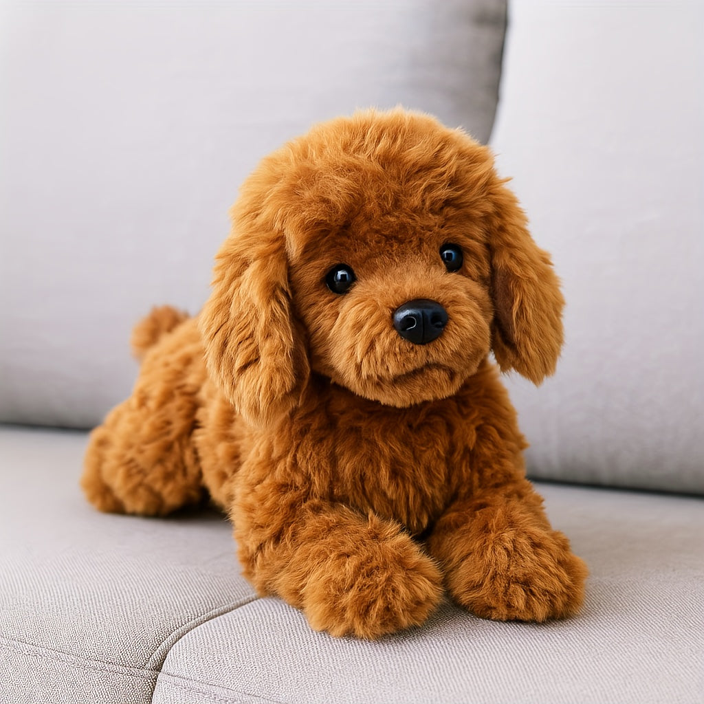 Blød plysdyr hund til børn, en krammevenlig teddyhvalp, perfekt som legetøj og tryghed.