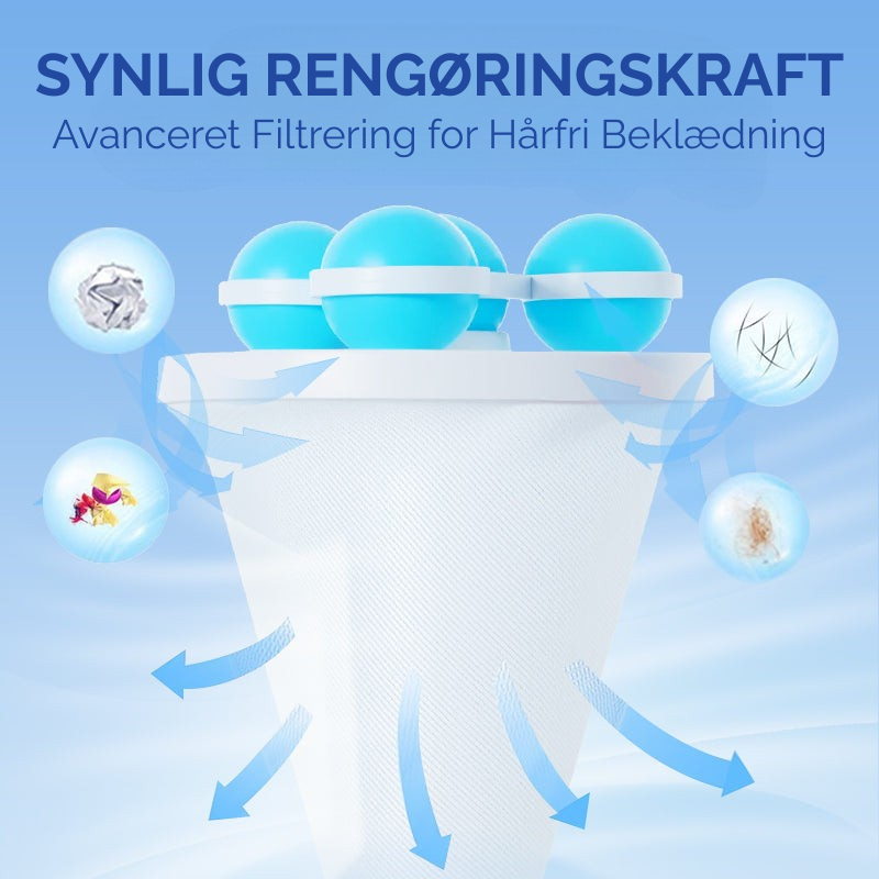 Genanvendelig fnugfanger til vasketøj, der fjerner uønsket snavs og hår fra dit tøj i vaskemaskinen.
