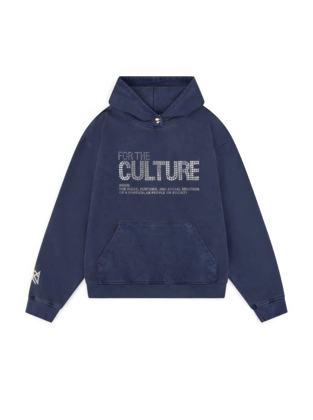 Stilfuld blå unisex hoodie i moderne streetwear design, perfekt til et afslappet, komfortabelt look.